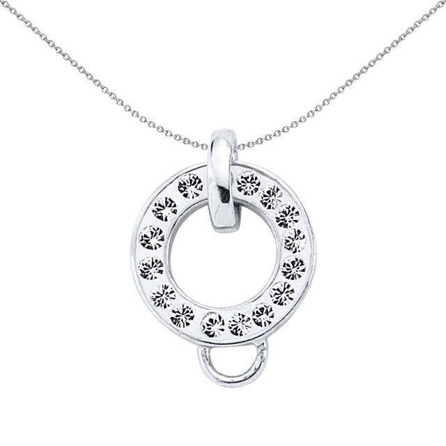 Jewelco London Sterling Silver White Crystal Circle of Life Halo Charm Pendant - CM090