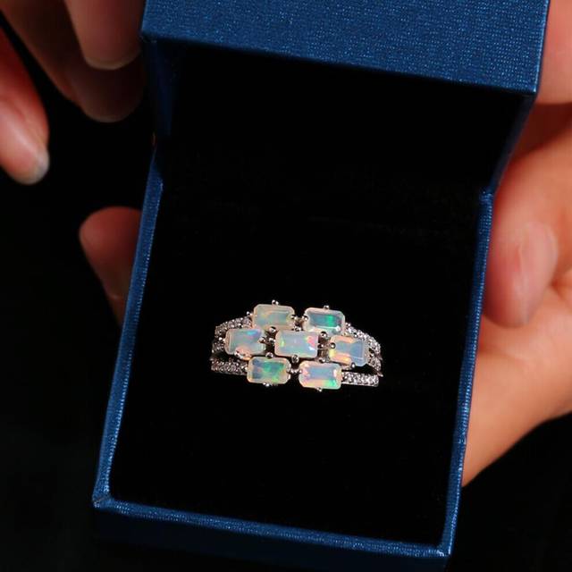 (white, us ring size 8#) 925 Sterling Silver Opal Ring Natural Ethiopia Opal 1.43ct Gemstones Fine Jewelry For Women Nice Gift Bolai Jewelry