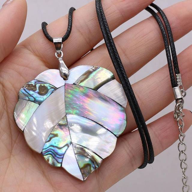 (as the picture, 50x50mm) Natural White Shell Pendant Necklace Fashion Jewelry Leaf Shape Trendy Choker Necklaces Gift Ideas Jewelry Wholesale Lover G