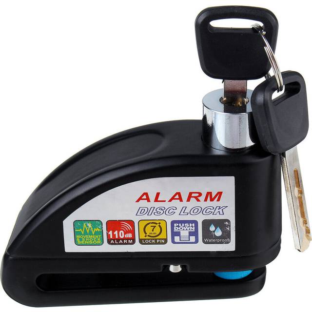 (Black) 110DB Motorcycle Lock Alarm Disc Wheel Brake Pouch Lock Alarm Kit Bike Scooter Security Anti-theft 2 Keys