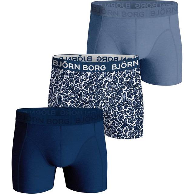 Bjorn Borg 3 Pack of Cotton Stretch Boxers - Blue, Blue, Size M, Men
