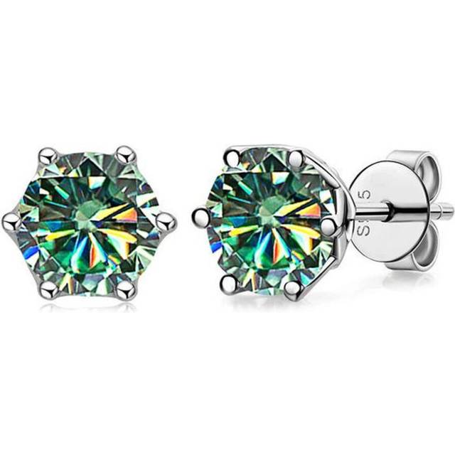 (blue,green, 1.00ct) Bague Ringen Real 0.5-1 Carat D Color Moissanite Earrings For Women Top Quality 100% 925 Sterling Silver Sparkling Wedding Jewelr