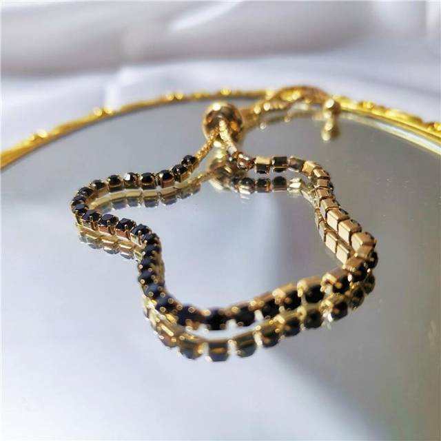(black) Cubic Zirconia Adjustable Handmade Bracelet