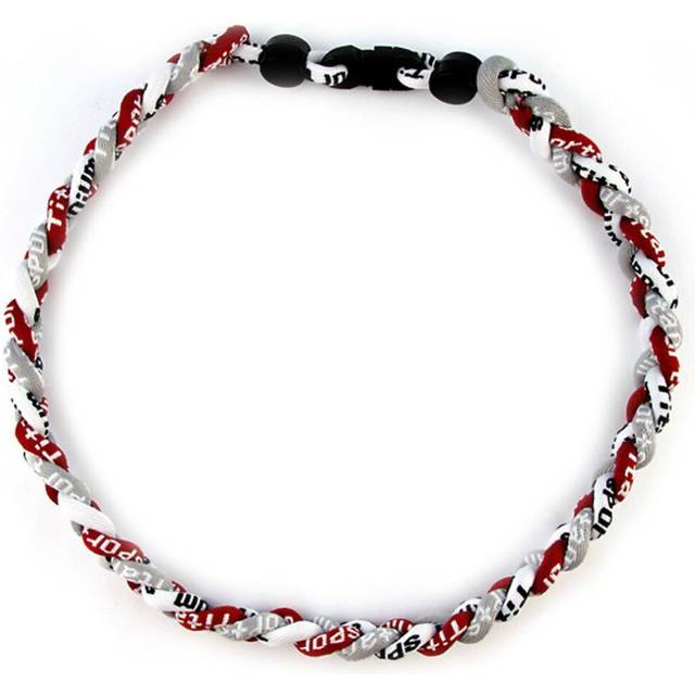 MapofBeauty 18 Sport Style Three Colors Fashion Three Braided Rope Tornado Necklace Dark Red/Grey/White
