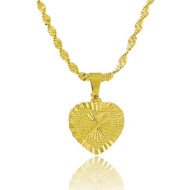(gold) 24k Plating Gold Necklace Plating Heart Shaped Gold Necklace Ladies Wedding Birthday Gift