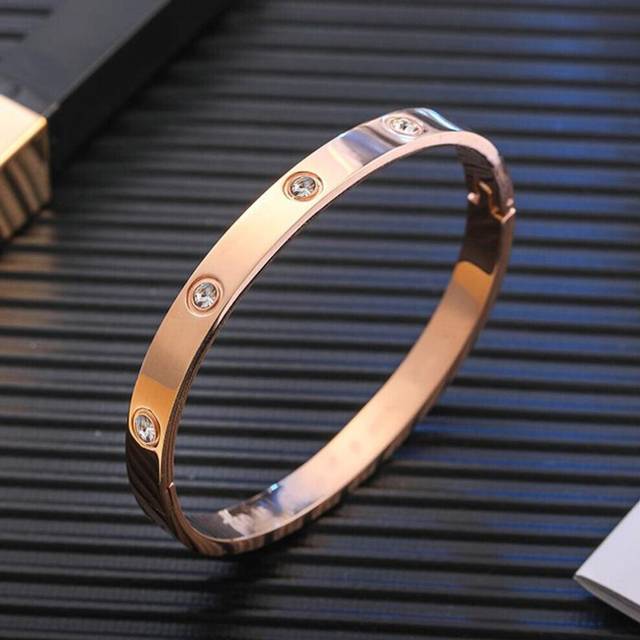 (rose gold) Gold Plating Lover Bracelets & Bangles For Women Charming Zirconia Couple Bracelet  New Trendy Luxury Jewellery