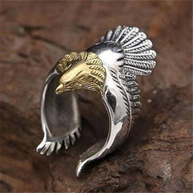 (gold) Open Size Ring Jewelry Gold Retro Eagle Wings Fashion Rings Unique Copper Alloy Eagle Ring Man's High Quality Animal Accessories