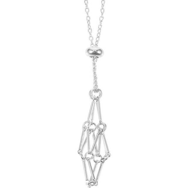 Silver Color Crystal Net Metal Necklace Copper Stone Holder Necklace Women Men