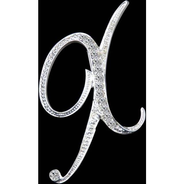 (X) Gifts Rhinestone Letter Crystal Pins Jewelry Letter Alphabetical English Brooch Brooches
