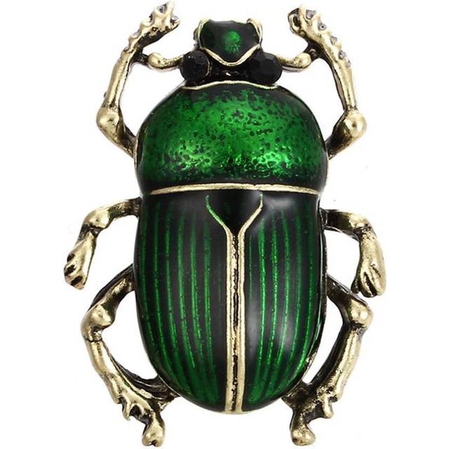 (green) Vintage Lady Beetle Enamel Animal Insect Brooch Pin Women Scarf Party Jewelry - Green
