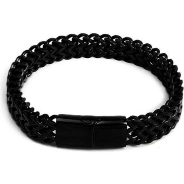 (black, 21cm) Titanium Steel Snake Chain Magnetic Buckle Men Jewelry Bracelet Bangle Fashion Jewelry