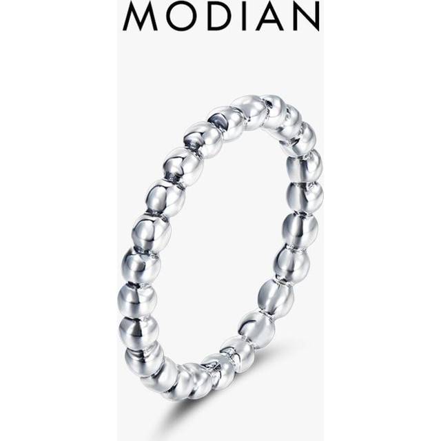 (silver, 5) Modian Minimalist Simple 925 Sterling Silver Fashion Beads Stackable Finger Ring For Women Charm Wedding Fine Jewelry