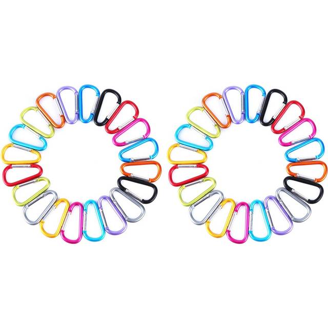 40Pcs D-Ring Locking Carabiner Keychain Spring Clip Lock Carabiner Hook Outdoor Camping Equipmengt