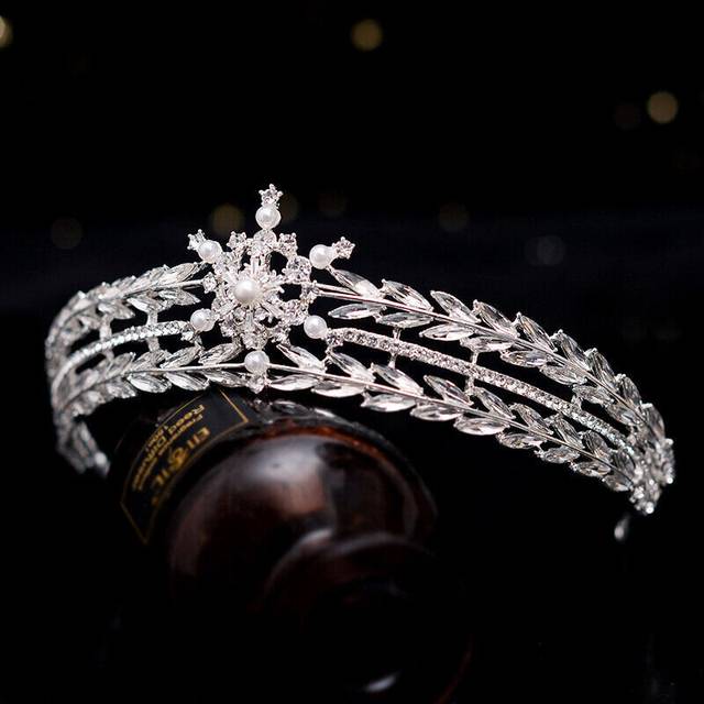 4cm Tall Star Pearl Crystal Wedding Bridal Queen Princess Tiara Crown For Women