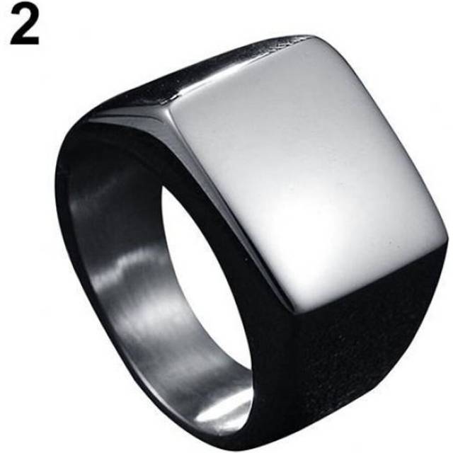 (silver, US 11) Fashion Men Stainless Steel Plain Square Wedding Finger Ring Band Punk Jewelry