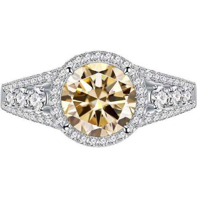 (light yellow, 0.8ct No.8) Bagueringen Women Moissanite Ring Silver 925 Jewelry For Women 8mm Blue Green Color Moissanite Gemstone Jewerly Gift Size 6
