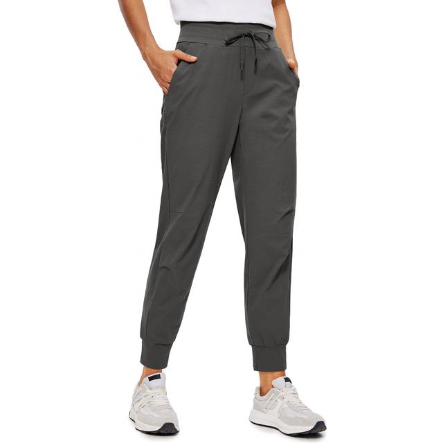 CRZ YOGA Athletic High Waisted Joggers for Women 27.5 - Lightweight Workout Travel Casual Outdoor Hiking Pants with Pockets Mountain Green Small