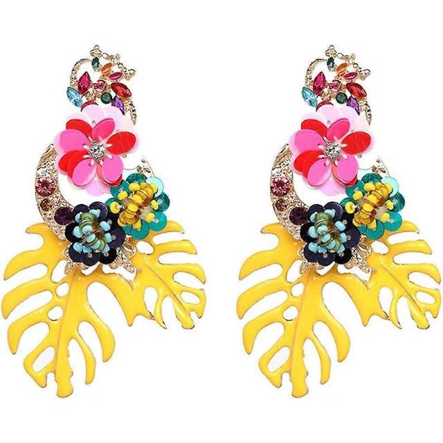 (277, One size) Lureme Gorgeous Colorful Sequin Flower Floral Leaf Stud Earrings for Women and Girls (er006023)