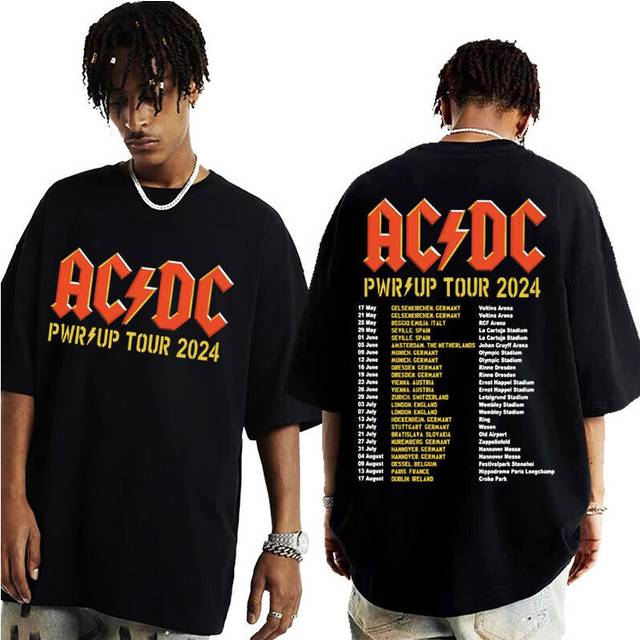 (Style D, 3XL) Up Ac Pwr Men Letter Print T Shirts Multiple Patterns Costumes Short Sleeves