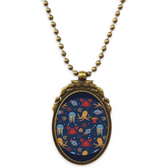 Deep Sea Cuttlefish Jellyfish Crab Antique Necklace Vintage Bead Pendant Keychain