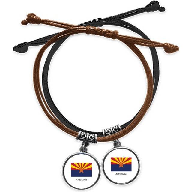 american state flag contour arizona bracelet double leather  wristband couple set