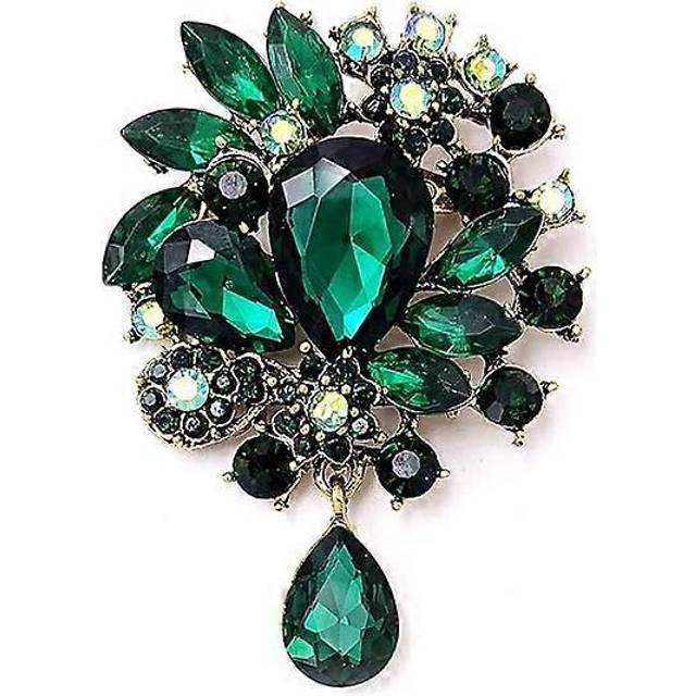 (3, One size) Vintage Wedding Bridal Big Blue Crystal Rhinestone Tear drop Brooch Pin for Women