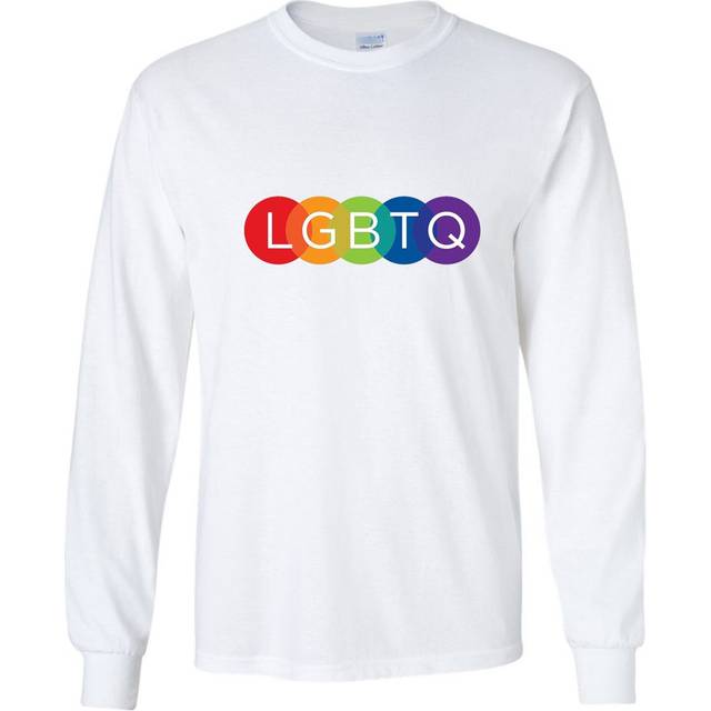 (5XL) LGBTQ Flag Colourful Rainbow Gay Pride Lesbian Long Sleeve Men White T-Shirt Tee Top