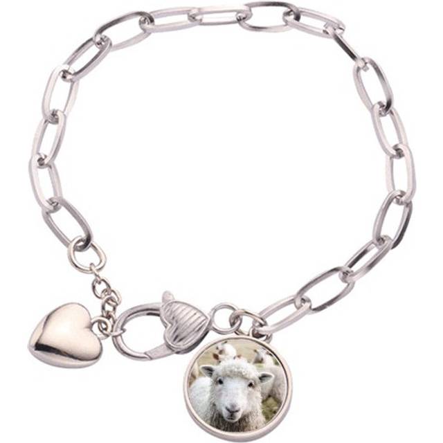 m Sheep Animal Picture Heart Chain Bracelet Jewelry Charm Fashion