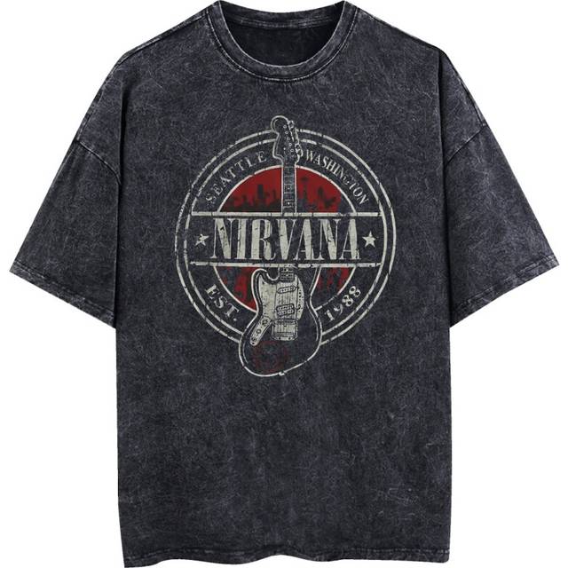 (S) Nirvana Vintage T-shirt Est. 1988 Guitar Logo Nirvana Shirt