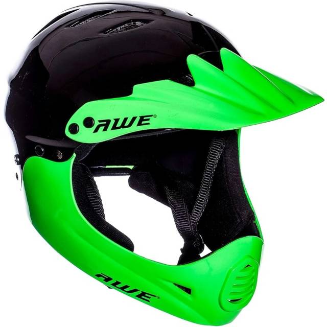 AWE AWEBlaze Junior 16+ /Adult BMX/Bike Full Face Helmet Black/Green Medium 56-58cm CE EN1078 Approved
