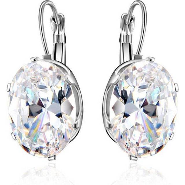 (white, 1) Valentines Day Gift Crystal Big Stone Drop Earrings  Fashion Elegant Party Jewelry