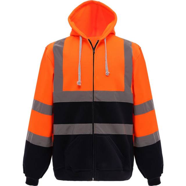 (S, Orange/Navy) Yoko Mens Hi-Vis Full Zip Hoodie