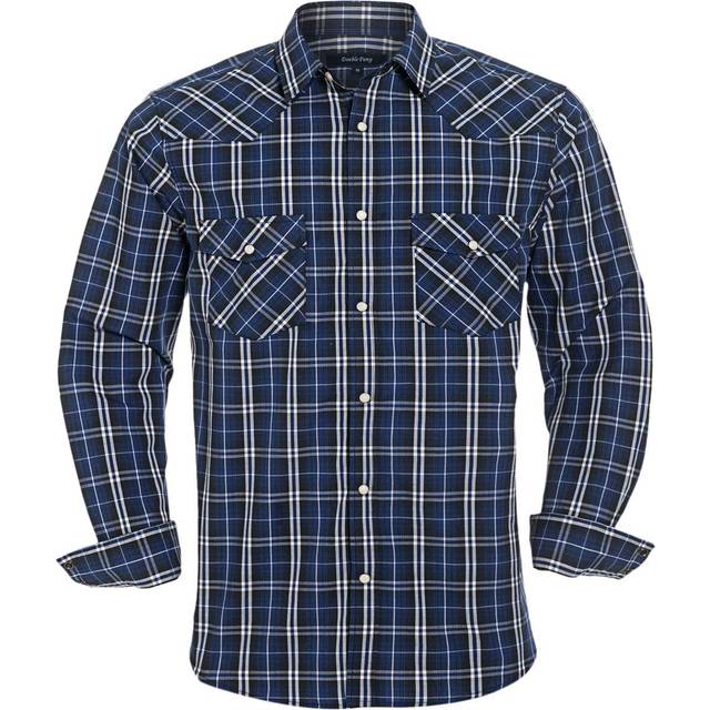 Western Shirts for Men with Snap Buttons Regular Fit Plaid Mens Long S