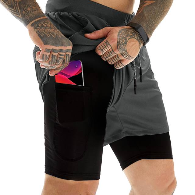 OEBLD Mens Athletic Shorts 2-in-1 Gym Workout Running 7'' Shorts with