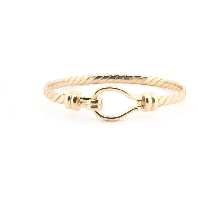 Jewelco London Kids Solid 9ct Yellow Gold Hook Fitting Noose Rope Loop Stirrup 3.5mm Baby Bangle Bracelet - JKB097