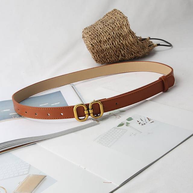 (Khaki) With Belt Vintage Gold Double Circle Buckle Ins Style Suitable For Dresses Suits