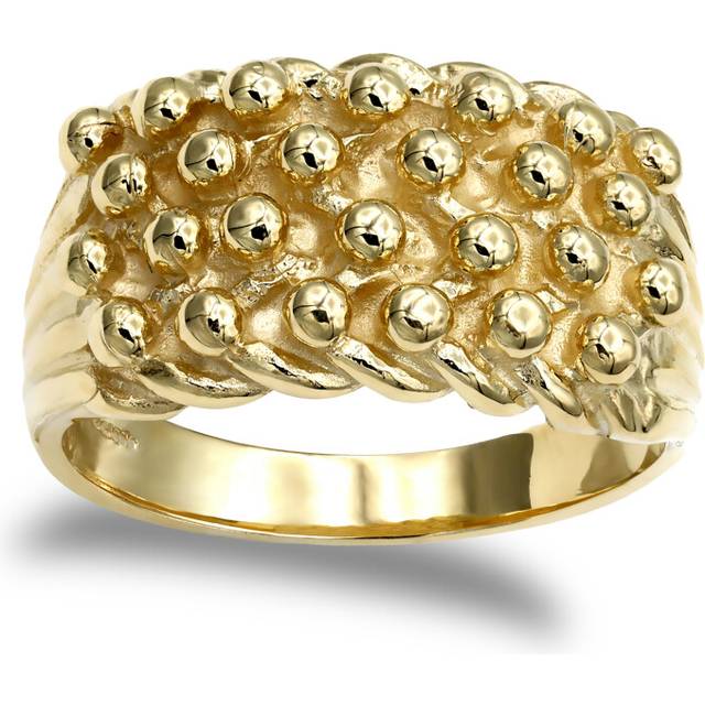 (T) Jewelco London Men's Solid 9ct Yellow Gold 4 Row Keeper Rope Edge Ring