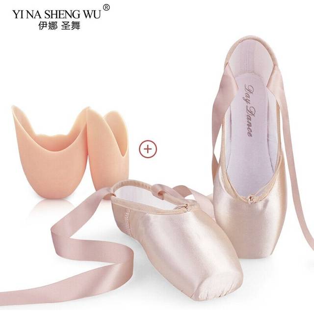 (a-Auburn size 38) New Women Ballet Dance Shoes Child and Adult Ballet Pointe Dance Shoes Professional with Ribbons Shoes Satin Flat Ballet Shoes