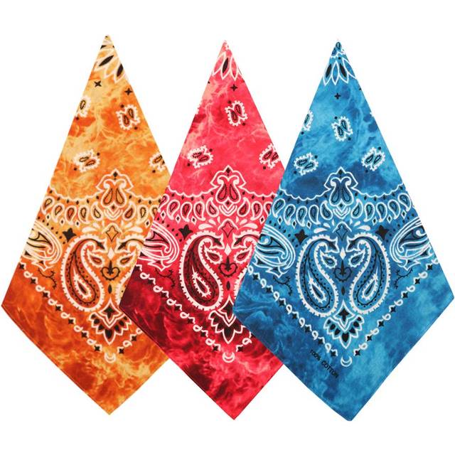 Bycc Bynn 3 Pack Pure cotton Paisley Pattern Bandanas Face Mask Square