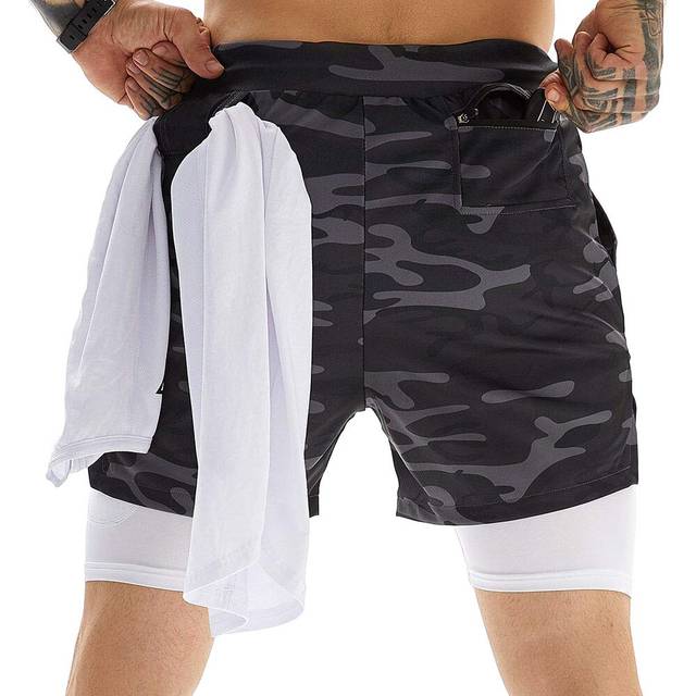 OEBLD Mens Athletic Shorts 2-in-1 Gym Workout Running 7'' Shorts with