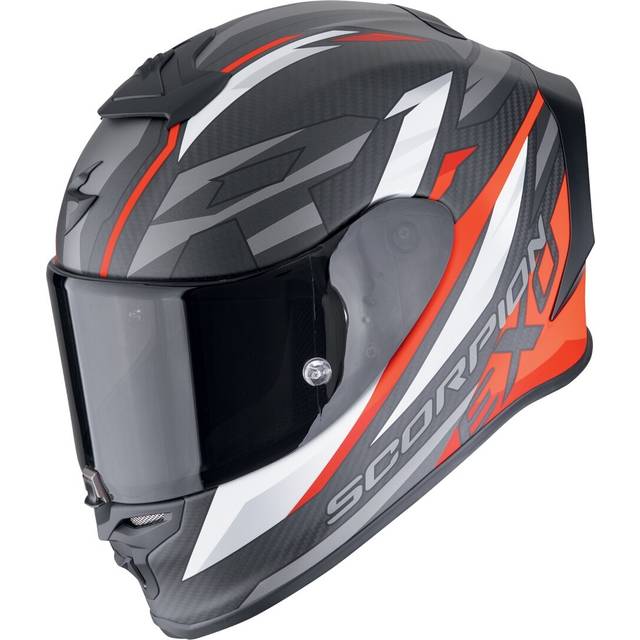 Scorpion EXO-R1 Evo Carbon Air Runner, full face helmet , color: Matt Black/White/Grey/Red , size: M