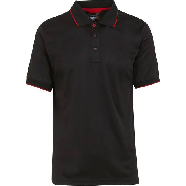 (XXL, Black/Classic Red) Regatta Mens Navigate Short-Sleeved Polo Shirt