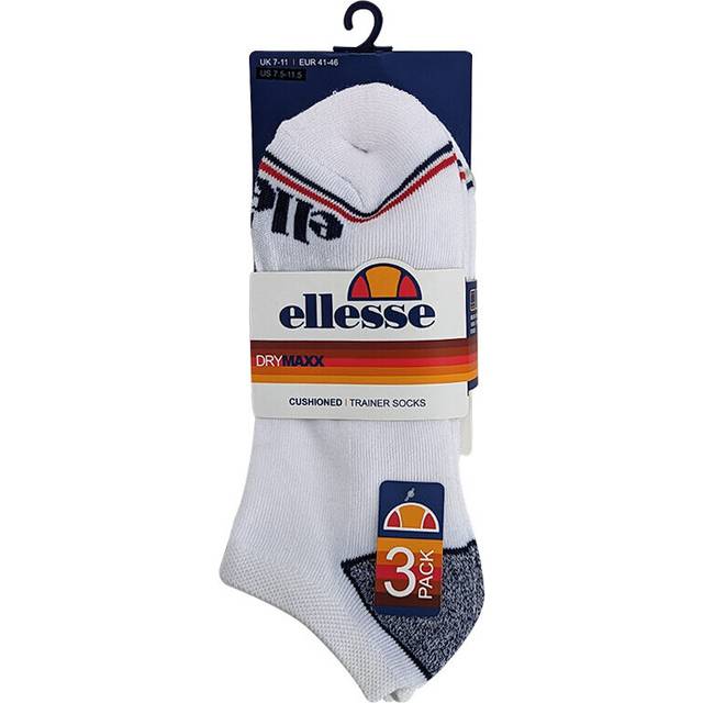 (White, UK 7-11) ELLESSE Mens Low Cut Socks 3 Pack
