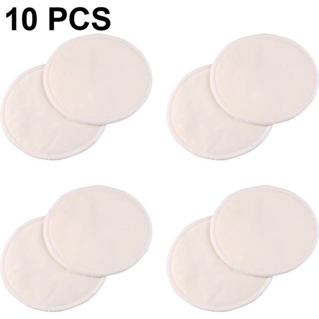 10 Packs Bamboo Fiber Washable Breast Pads Reusable Nursing Pads - Beige