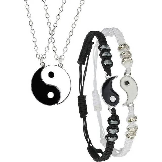 (F-Set) Tai Chi Yin Yang Couple Bracelet For Lover Handmade Woven Baided Rope Adjustable Bracelets