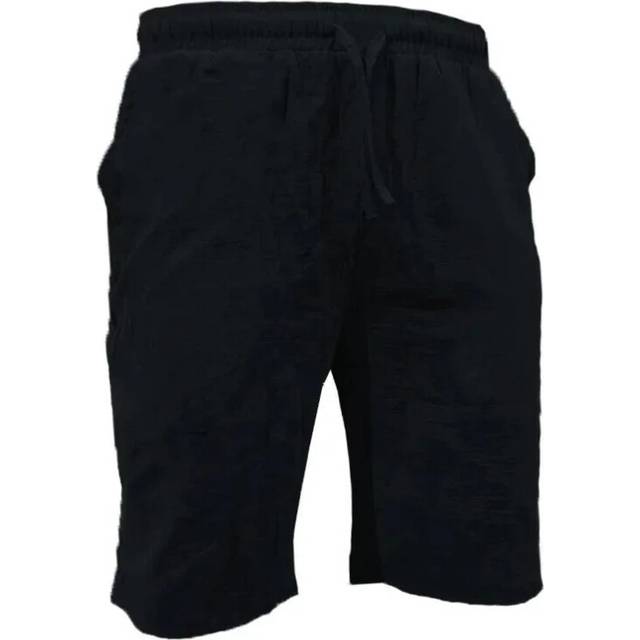 (black, US XL) Summer Mens Cotton Linen Sports Casual Shorts Drawstring Breathable