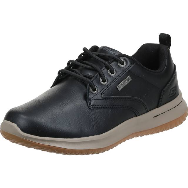 Skechers Delson Antigo Oxfords för män, Svart läder, 42.5 EU