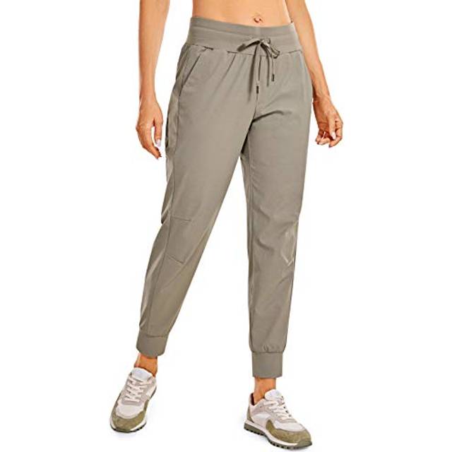 CRZ YOGA Athletic High Waisted Joggers for Women 27.5 - Lightweight Workout Travel Casual Outdoor Hiking Pants with Pockets Cliff Ash Medium