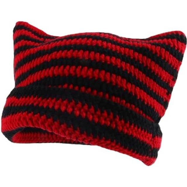 Crochet Hats for Women Cat Beanie Vintage Beanies Women Fox Hat Grunge Accessories Slouchy Beanies for Women