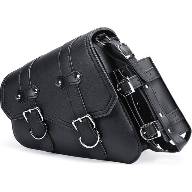 (Light) Universal Motorcycle Saddlebags Saddle Bag Black Leather